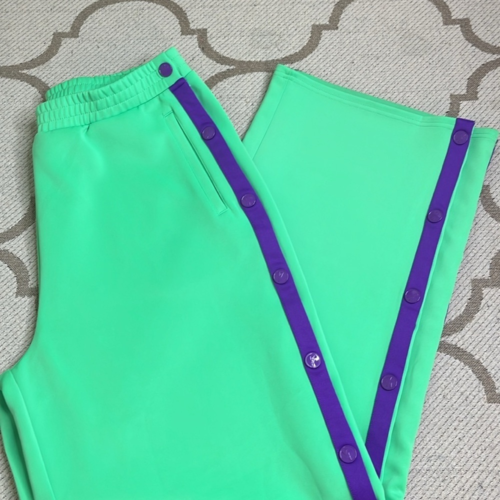 YITTY Neon Mint Joggers with Purple Snap Stripe